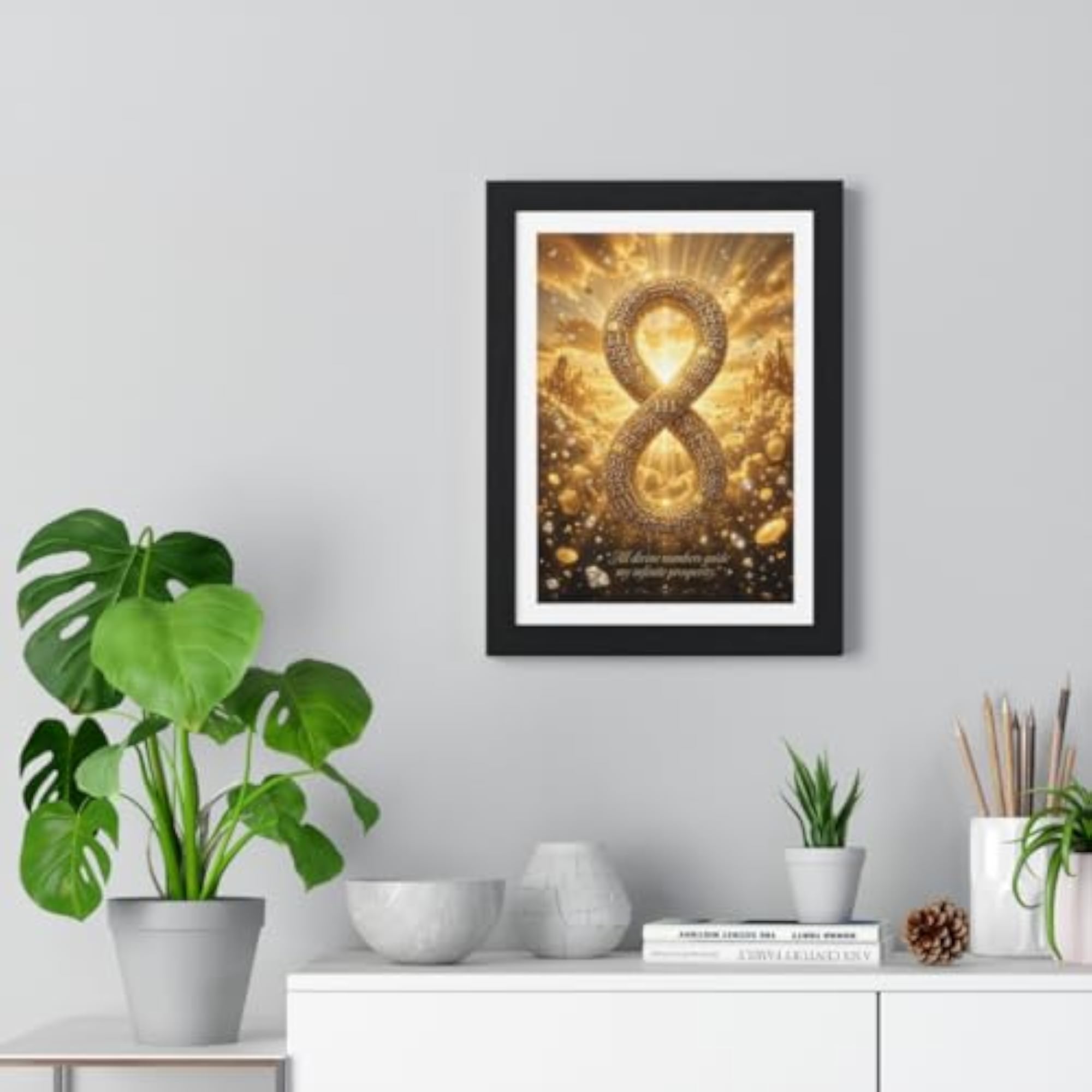 JSS Framed Wall Art Poster, Angel Numbers Infinity Prosperity Theme
