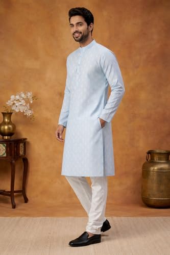 Image of Amazon Brand - Tavasya Men Floral Printed for Regular Fit Kurtas | Ethnic Wear | Festive | Cotton Blend | Knee Length