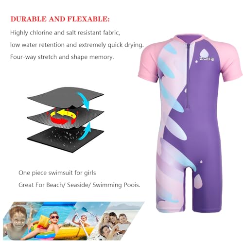 Image of karrack Girls One Piece Swimsuit Kid Swimsuit Girls Water Sport Swimsuit UPF 50+ Sun Protection Bathing Suits