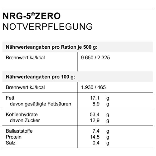 WoC Notverpflegung 24x NRG-5 Zero Glutenfrei Survival 500g Notration Notvorsorge | 24x9 Riegel im Vorteilskarton Survivalnahrung Expeditions Grundausstattung wie EPA – Bild 8