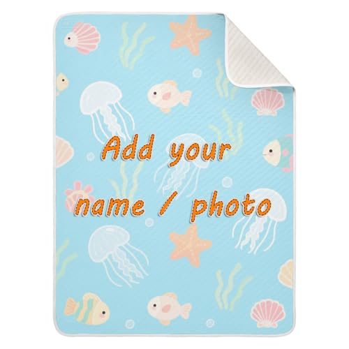 Custom Cute Cartoon Jellyfish Sea Animal Muslin Swaddle Blanket Soft para personalizado Tigers Blankets for Kids for Nursery Stroller Crib 30x40in para Bebes recien nacidos