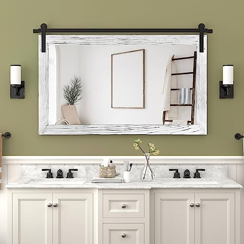 COGOOD Farmhouse Bathroom Mirror - 41" x 30" Rustic Barn