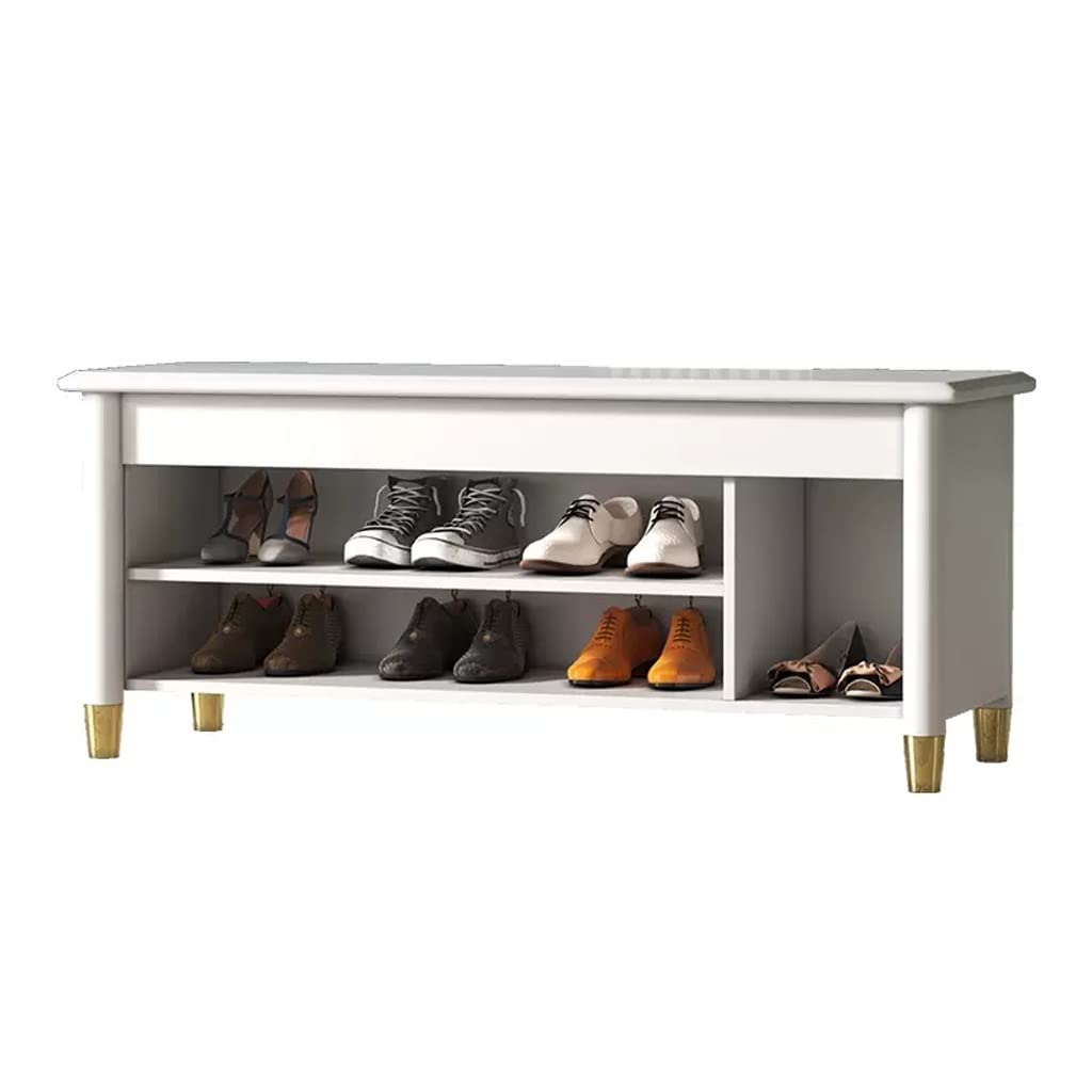 WDSOPK Footstool For Front Door Entrance Solid Wood Shoe Changing Stool Door Porch Flip Cover Can Sit And Wear Shoes Stool Shoe Cabinet Sitting Stool Integrated Outdoor Bench Sh（B-L）