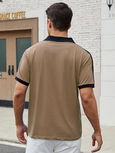 Men's Casual Polo Shirts Short Sleeve Classic Button Shirt Fashion Cotton Golf Tops with Pocket4