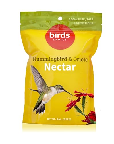 Birds Choice Hummingbird & Oriole Nectar | Pure & Healthy Sucrose Nectar for Birds | Easy Mix Concentrate | Natural Flower Sugar Alternative, No Additives | Safe for Feeders | 8 oz Resealable Pouch