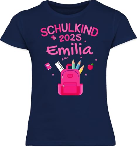 T-Shirt Mädchen - Einschulung - Schulkind 2025-140 (9/11 Jahre) - Navy...