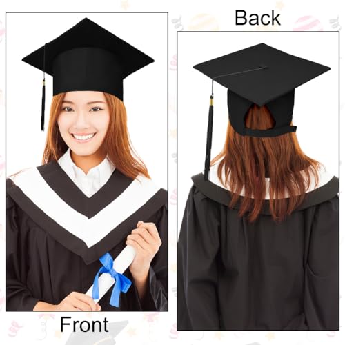 AUYAO Bachelor Hut Abschluss Hut Unisex Doktorhut Verstellbar Graduation Cap Absolventenhut hüte Geschenk für Abitur Studium Master Bachelor Abschluss Examen Hochschule Doktortitel Student (Schwarz)
