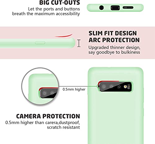 Image of DIZORO Liquid Silicone Case with Microfiber Coushioning Compatible for Samsung Galaxy S10 Shockproof Slim Back Cover, Gel Rubber Full Body Protection - Mint Green
