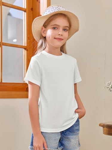 Girls Short Sleeve T Shirts Kids Summer Tops Crewneck Tees 5-14 Years4