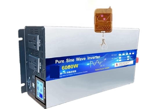 Transformador de Corriente, Inversor de onda sinusoidal pura 12v 220 DC 12V 24V 60V 72V a AC 110 220 Convertidor de energía Panel solar Inversor 6000W 3000W 8000W 4000W(6000W Remote,24V_127 60HZ)