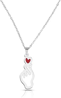 Comprar LjFrexia Kpop - Collar coreano para mujer con colgante de corazón de dedo, cadena de acero inoxidable, regalo de cumpleaños, día de San Valentín, concierto, accesorio para mujeres