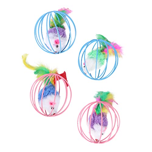 Hohopeti Soft Toys 4Pcs Cat Toy Wand Cat Toy Indoor Cat Toys Plush Cat Toys Cat Rat Toy Cats Toys Mice Rattle Cat Toys Plush Rat Toy Cats Teaser Toy Kitten Funny Playing Toy Fake Chew Cat Mice Toys #TOP18