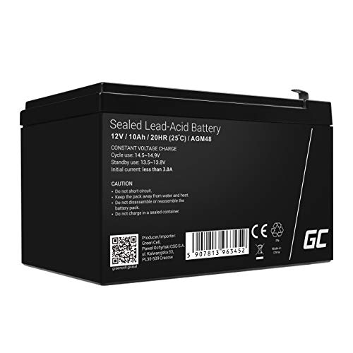 Green Cell Recambio de Batería Gel AGM 12V 10Ah Rechargeable Pila Sellada de Plomo ácido batería sin Mantenimiento Batería de Reemplazo para Sistemas de Alarma Antirrobo Video vigilancia
