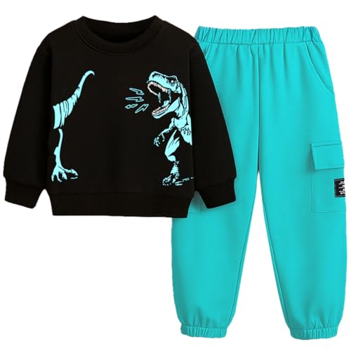 Boys' two-piece sweatshirt + pants set, casual sportswear suitable for children 100-140 cm tall.