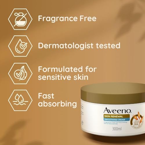Aveeno Skin Renewal Smoothing Cream (1x 300ml), Smoothing Cream for Dry, Rough & Bumpy Skin. Fragrance Free with Nourishing Oat & Niacinamide - Image 6