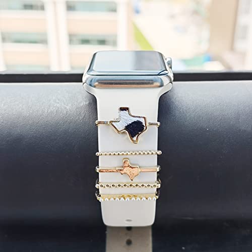 Image of 5Pcs Charms for Apple Watch band 41mm 45mm 40mm 44mm 38mm 42mm 46mm 49mm Women,Diamond+Metal Jewelry Decorative Ring For iWatch series 11 10 9 8 7 6 5 4 se 3 /2,Galaxy watch 7 /6 /5 /4,Strap Accessories