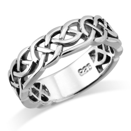 Sterling Silver Woven Celtic Knot Trinity Band Ring - Size 8