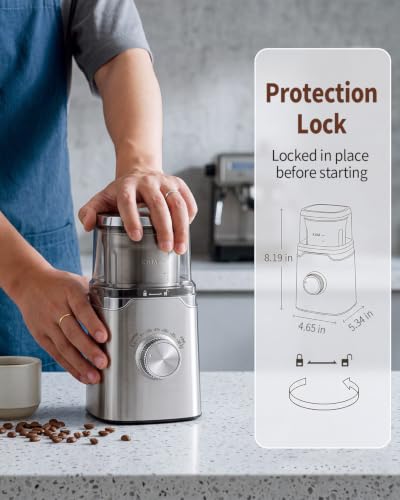 Image of SHARDOR Electric Blade Coffee Grinder, Timed Grind Control Rotary Knob, All-stainless steel shell,Adjustable,for Coffee Beans, Spices & Herbs, with 2 Removable Stainless Steel Bowl,Sliver