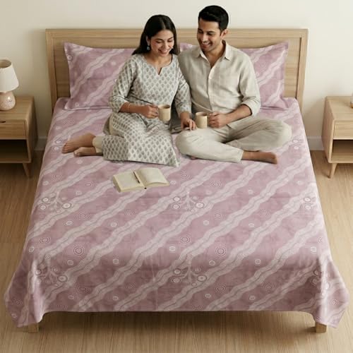 Image of Mafatlal 186 TC Metro Cotton Double Bed Bedsheet | 90x100 Inch|Soft, Breathable & Lightweight | Includes 2 Pillow Covers| Soft Lavender 1