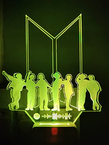 Image of 3D Optical Illusion BTSs1 Acrylic Night Lamp, 7 Colors RGB Auto Color Changing Led Plug and Play Night Light Lamp (Acrylic, Multi Color, Pack of 1) (BTSs1)