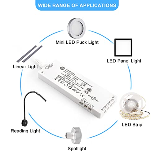 Image of VST 48W LED Power Supply, 100V-240V AC to 24V DC Constant Voltage Transformer with JST Ports, 24V Lighting Adapter for Under Cabinet & Strip Lights, ETL Listed, White