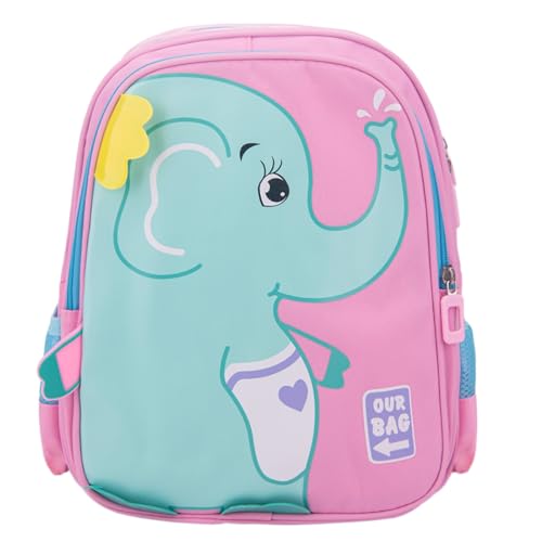 Mochila Nylon Menino Menina Elefante Colorida (Rosa)