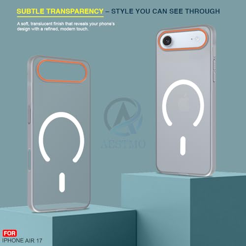 Image of AESTMO iPhone 17 Air Back Cover | Slim Hard Shell | Matte Frosted Hard Back Translucent Back Cover for iPhone 17 Air (Compatible with MagSafe Accessories, (Grey)