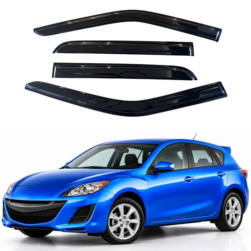Image of IG Window Visors Fit for 2010-2013 Mazda 3 Hatchback, Out-Channel Rain Guards Vent Wind Deflectors 4PC, Car Accessories for 10-13 Mazda 3 Hatchback (Excludes Sedan)
