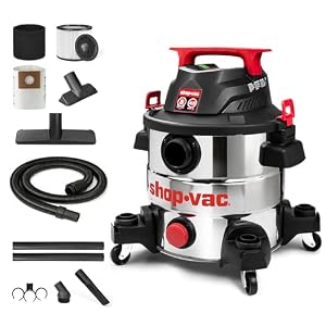 Shop-Vac 8 Gallon 4.5 Peak HP Wet/Dry Vacuum, Stainless Steel Tank, Portable with Drain Port, Blower Port, Hose and Accessories for Garage, Workshop, Jobsite, and Patio