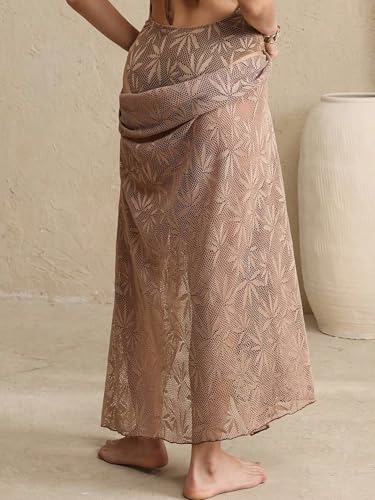 Image of ZAFUL Swimsuit Coverup for Women Slit to Thigh Beach Cover Ups Swim Bathing Suit Flowy Maxi Skirt