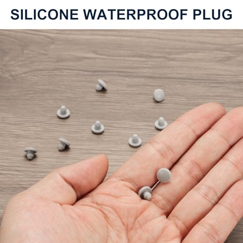 Image of uxcell 10pcs Hole Plug 3 /16 Inch (4mm) Button Plugs Fit for 3.5mm Hole, Snap in Locking Hole Tube Plug Gel Tube Waterproof Plug Tube Plug, Grey