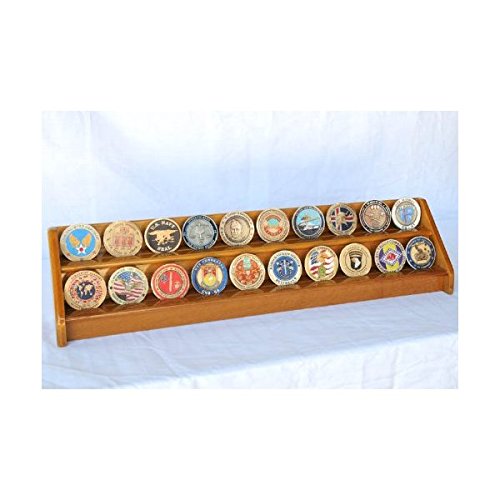 2 Rows Challenge Coin Casino Chip Display Rack Holder Stand -Cherry