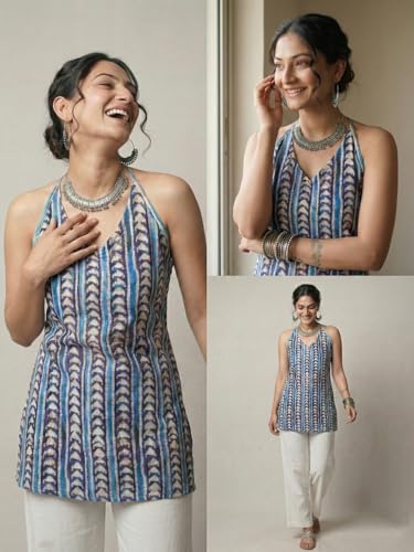 Image of GRECIILOOKS Short Kurti for Women | Floral Printed Short Kurta for Women | Comfortable Rich Office & Casual Kurti`s for Jenas, Leggings & Trousers