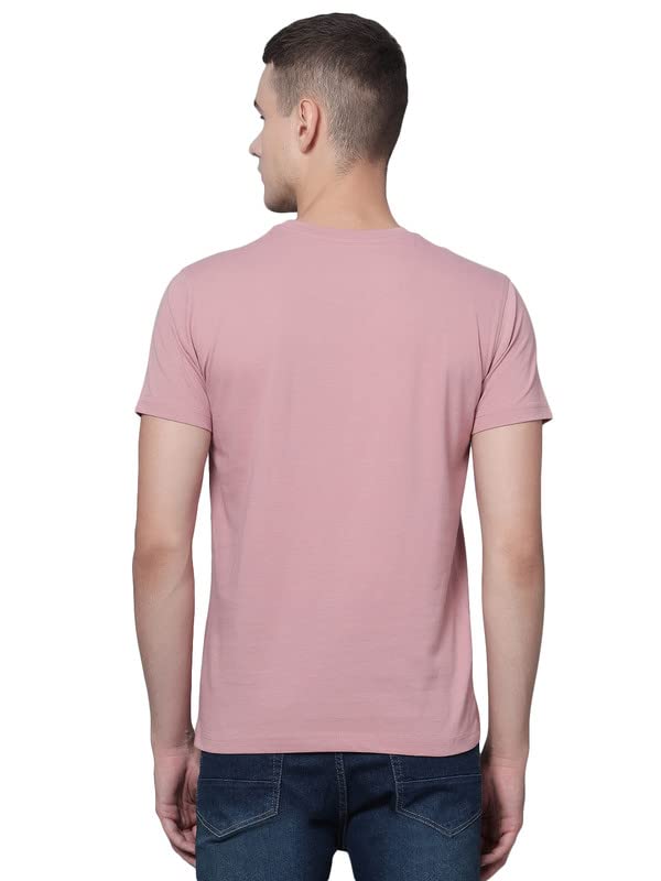 Image of Cantabil T-Shirt for Men l Breathable & Soft with Color Fastness Regular Fit Round Neck Cotton Blend Fabric Solid Pattern