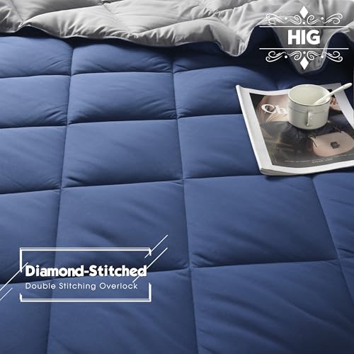 Image of HIG 3pc Navy /Gray Twin /Twin XL Bedding Comforter Set Duvet Insert Blanket
