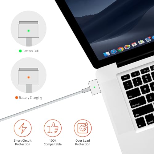 Image of Artis AR-60W-MG2 60 Watts MG2 Laptop Adapter /Charger Compatible for MB Pro 13 Retina Display (16.5V, 3.65A) Connector: MG2, T Tip Connector, White