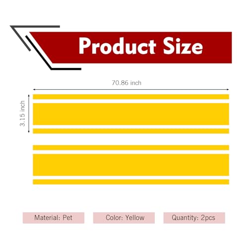 Image of 2 PCS Car Hood Decals, Hood Bumper Modification Exterior Decoration Accessories, Body Side Stickers Racing Stripes Decals, Suitable for Most Car Models (Yellow)