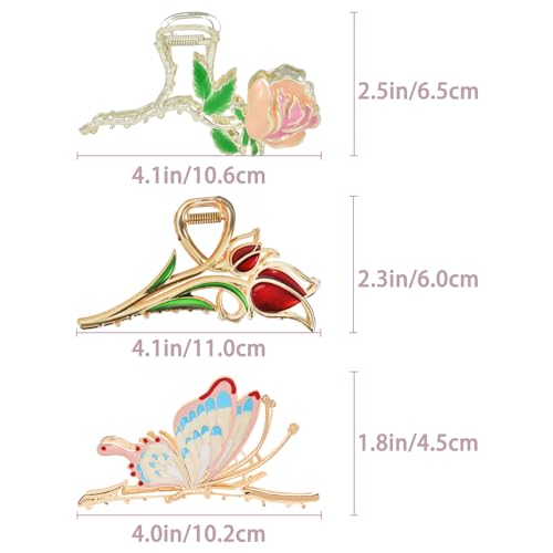 Pinzas para cabello metálicas florales 3 piezas miniatura 3