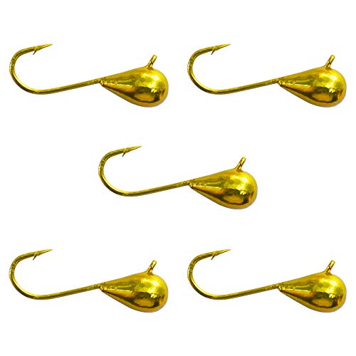 Kenders Outdoors (5 Packs) Tungsten Fishing Jigs - Metallic Series (4mm - #10 Hook, Metallic Yellow)