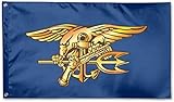 YIBENWANLI US Navy Trident Seal Flag Navy Blue Flag Garden Flags Themed Welcome Party Seasonal Flag for Outdoors, Waterproof Decoration Durable Yard Decor 3X5 ft