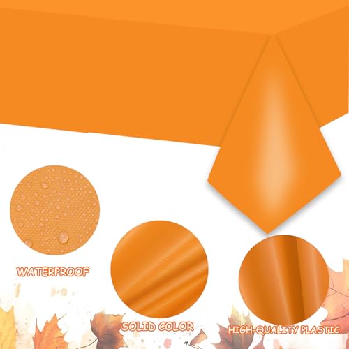Image of 12 Pcs Plastic Tablecloths, Disposable Rectangle 54 x 108 Inch Waterproof Table Covers for Fall Harvest Thanksgiving Day Family Birthday Baby Shower Party Decorations