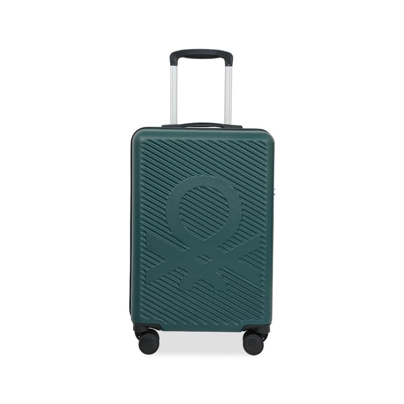 Image of United Colors of Benetton Cabin Hard Luggage Glide - Dark Green | PC Carry-On Trolley Bag | TSA Lock & 360 Spinner Wheels Suitcase | Telescopic Handle | Water Resistance | 55cm | 46L Capacity