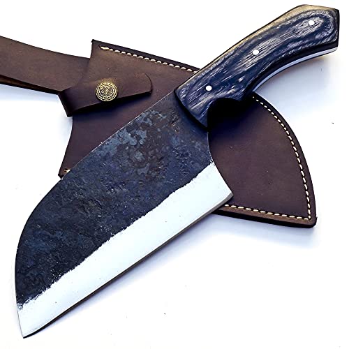 Rare Custom Handmade, High Carbon Clad Steel Cleaver Knife - Chopper Knife with Free Genuine Leather Sheath (PC-71)