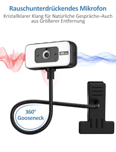 Danyesth Webcam 4K, Phasendetektions-Autofokus PC Kamera mit Mikrofon – Ansicht 4