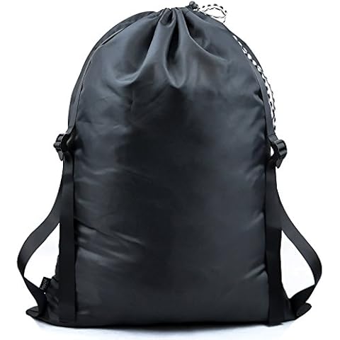 iwill CREATE PRO Laundry Backpack, Drawstring Laundry Storage Bags for Laundromat, College Dorm Room, Black Cover