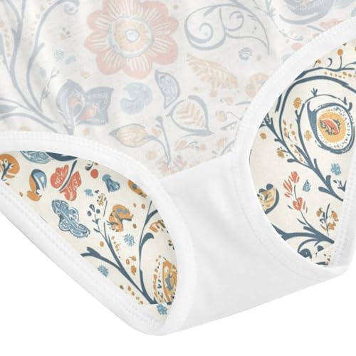 ZZKKO Vintage Floral Paisley Pattern Girls Underwear Toddler Panties for Girls Comfort Brief Size 2-8T4