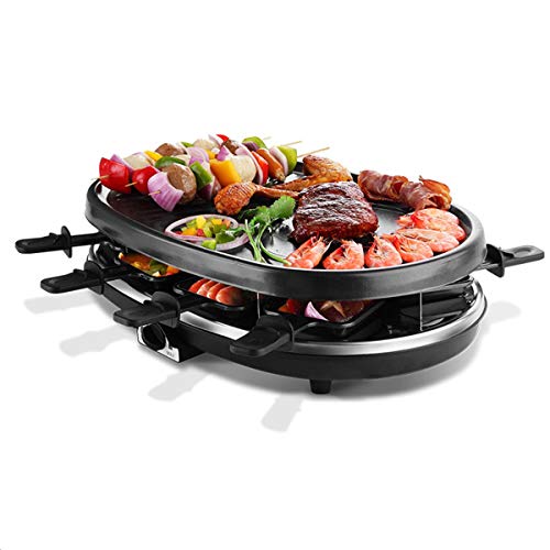 HAZYJT Raclette Tischgrill Für 8 Personen Mit 8 Mini Raclette Pfännchen Antihaft-Beschichtung Elektrisch Smokeless 1500…