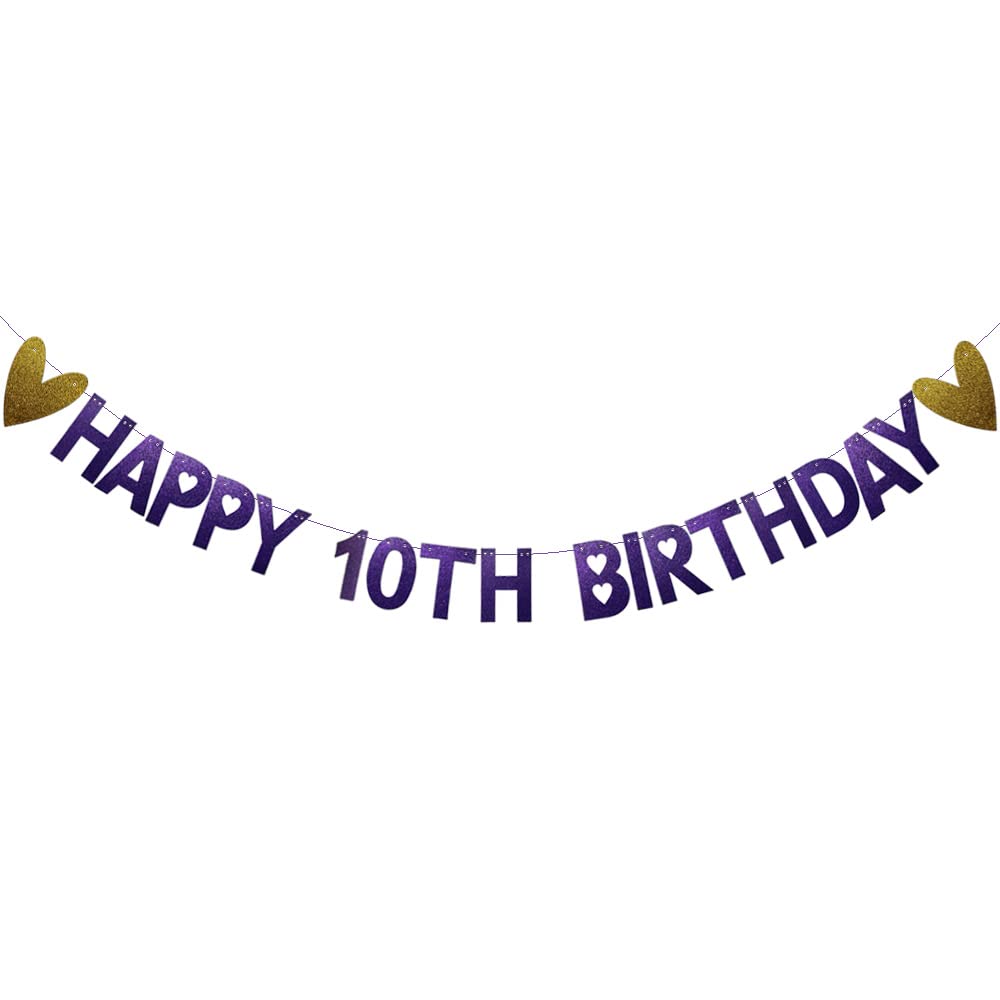 Bannière Happy 10th Birthday violette pour sublimer votre fête d'anniversaire