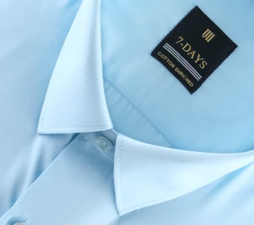 Image of 7-DAYS Men's Premium Formal Shirt - Cotton Rich, Regular Fit, Full Sleeve, with Pocket, Durable & Easy Care - Perfect for Office & Everyday Wear