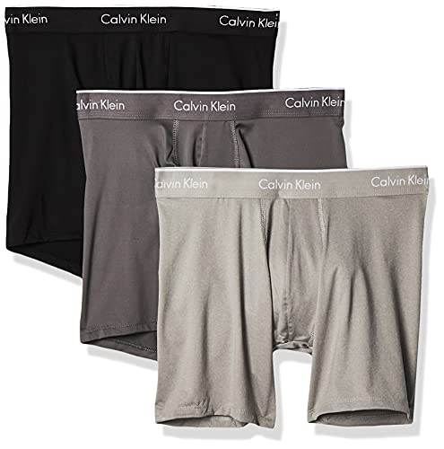 Calvin Klein Men's Microfiber Stretch Multipack Boxer Briefs, black/Grey sky/grey Heather, L Calvin Klein Men's Microfiber Stretch Multipack Boxer Briefs, black/Grey sky/grey Heather, L